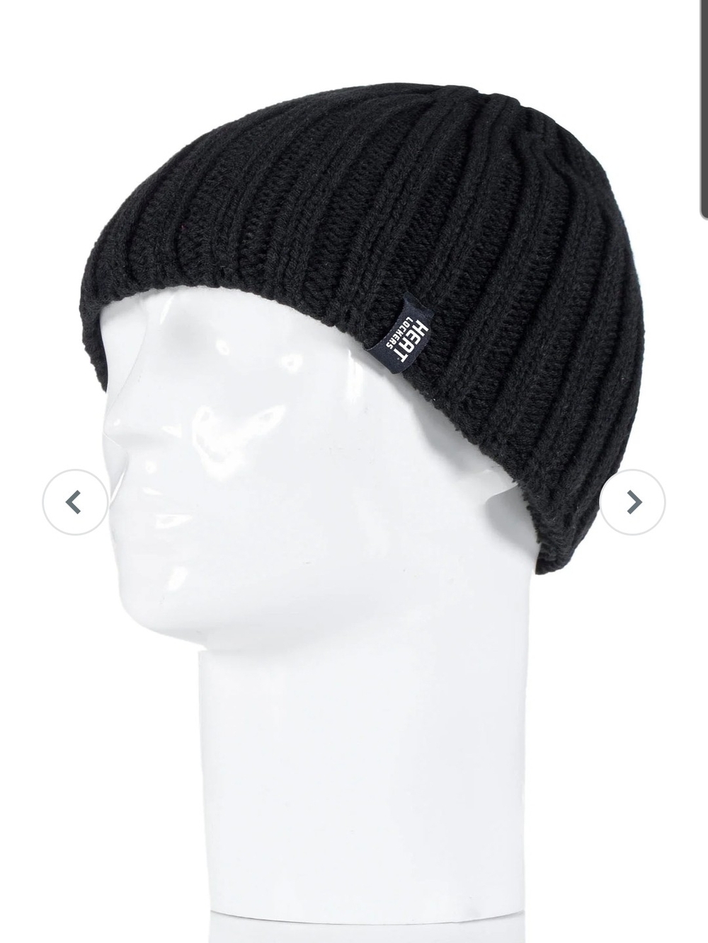 Heat Lockers Black Rib Knit Beanie
